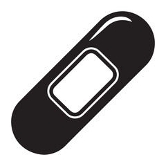 Band aid Black icon. Minimalist icon isolated on white background. Medical patch simple Vector Black silhouettes. with white background.