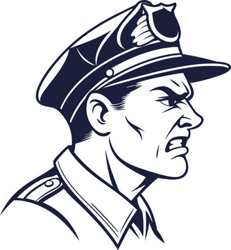 angry police officer profile view clip art preview
