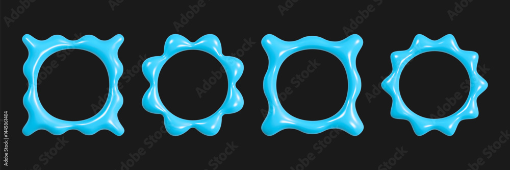 Poster creative display of wavy 3d frames featuring a reflective glossy texture arranged in a visually stri