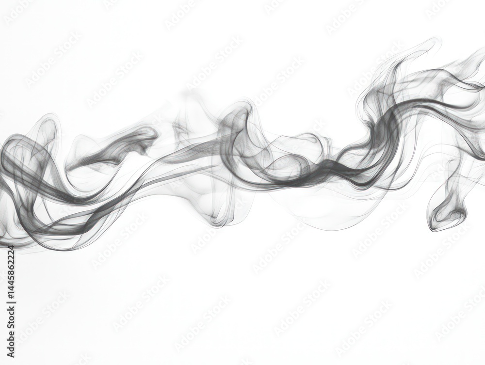 Poster abstract smoky grayscale wave on white background with depth effect for artistic and modern concept