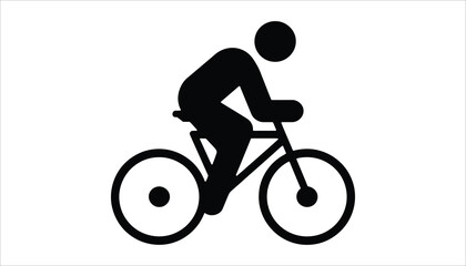 Obraz premium Cyclist Riding Bicycle Silhouette Vector Icon Illustration