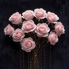 pink roses on black background
