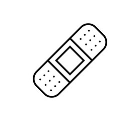 Adhesive bandage vector illustration; minimalist first aid medical supply, small wound care concept, simplistic icon on a transparent background