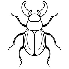 Clean Vector Outline of a Dung Stag Beetle