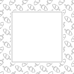 Food frame. doodle fast food square frame. hand drawn food and beverage frame background. food background