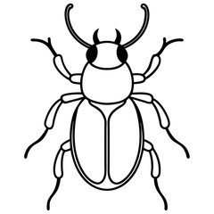 Clean Vector Outline of a Dung Stag Beetle