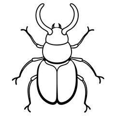 Clean Vector Outline of a Dung Stag Beetle
