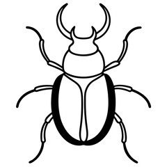 Clean Vector Outline of a Dung Stag Beetle