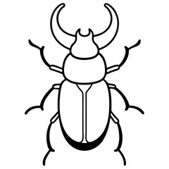 Clean Vector Outline of a Dung Stag Beetle