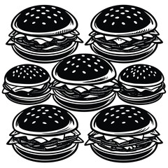 Delicious Burger Illustration A Collection of Six Gourmet Burgers