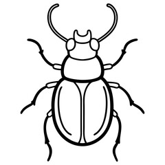 Clean Vector Outline of a Dung Stag Beetle