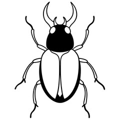 Clean Vector Outline of a Dung Stag Beetle