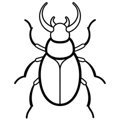 Clean Vector Outline of a Dung Stag Beetle