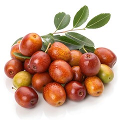 Jujubes fruit cluster, isolated on white background