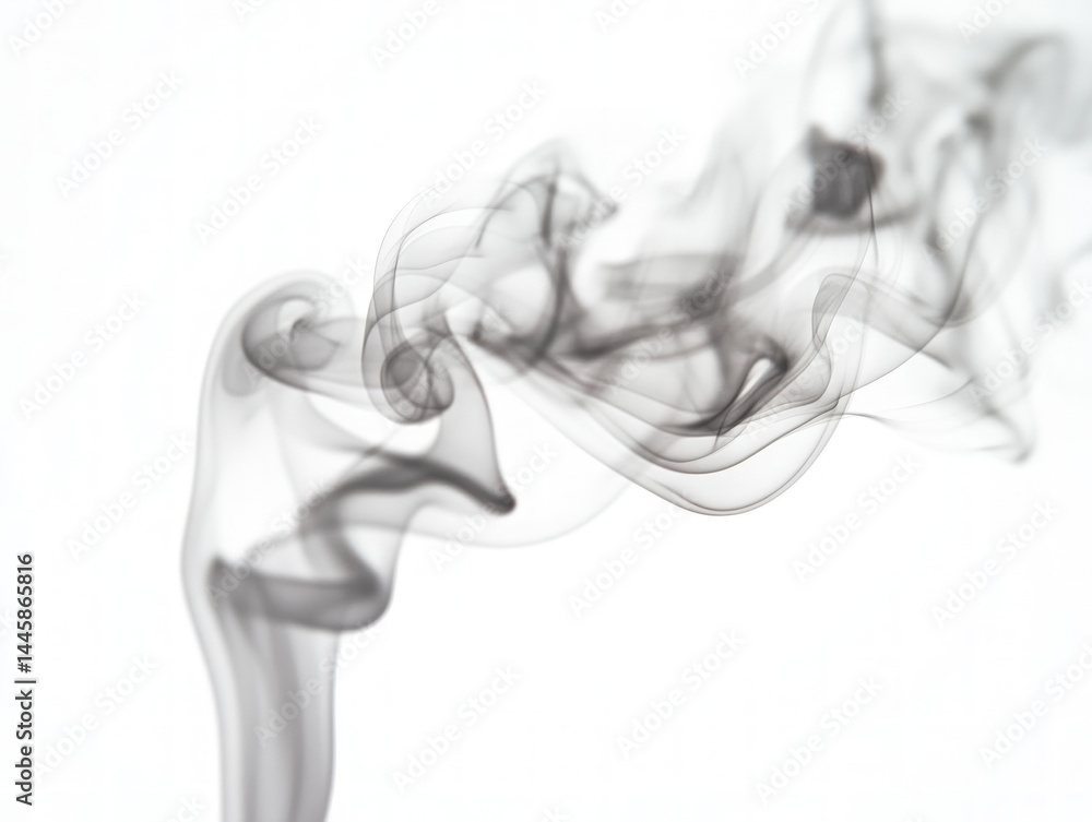 Poster abstract black smoke rising against white background creating a visually stunning effect. dynamic mo