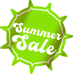 Summer sale round green sticker isolated on white. Price sticker, sale sticker, price tag, retro label, sale or discount sticker, promotional badge set, shopping label png. Summer sale poster banner