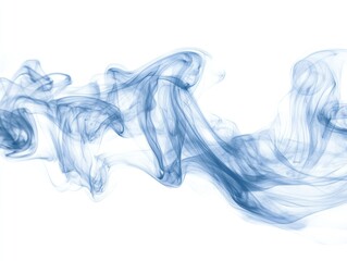 Abstract blue smoke or wave design on white background. Flowing and transparent. Artistic and ethereal. Dynamic and fluid. Modern and clean