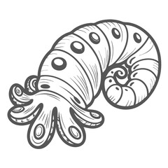Mimic Octopus Line Art Illustration