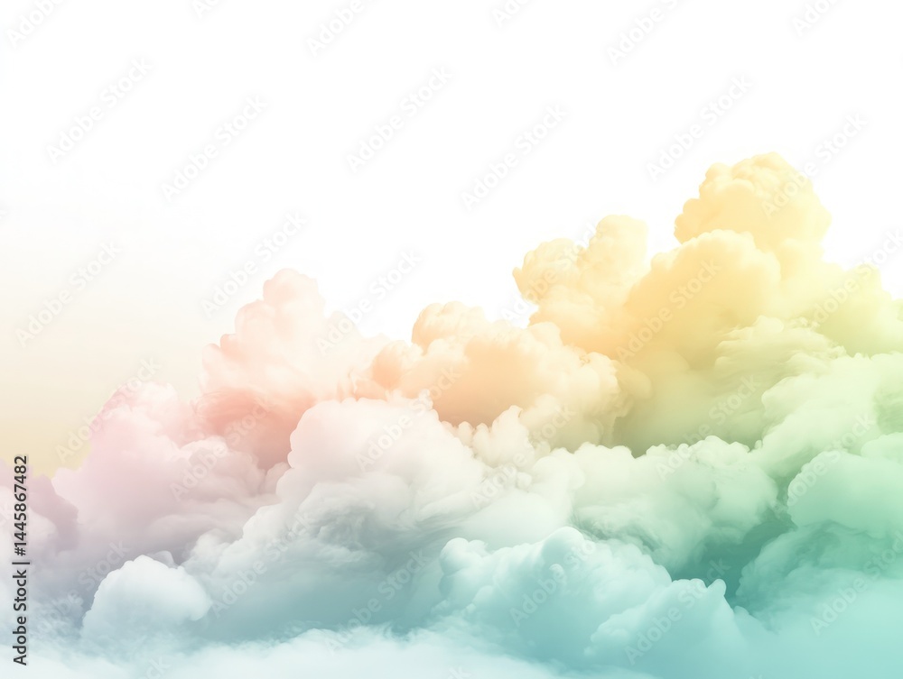 Aufkleber abstract image of colorful fluffy clouds with pastel hues of pink yellow and green in a soft dreamy 