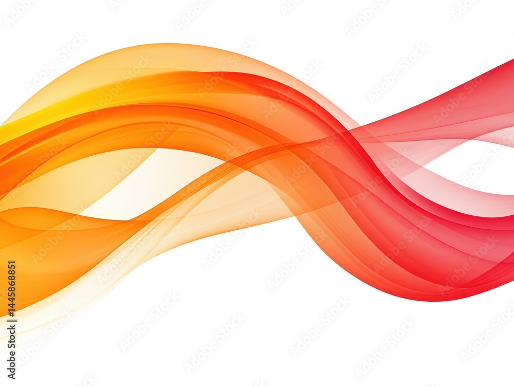 Poster abstract flowing design with vibrant orange and red color waves on a white background. artistic and 