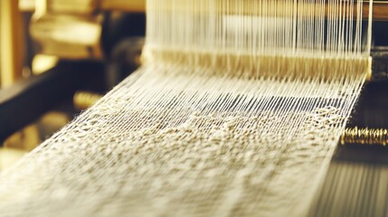 Weaving loom threads close-up