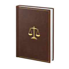 Law book with scales of justice symbol isolated on transparent background