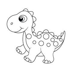 Dinosaur coloring page hand drawn line art 