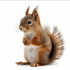 Fototapeta premium Curious Squirrel with Fluffy Tail in Natural Setting, Close-Up View