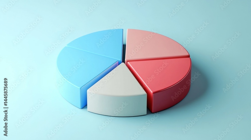 Aufkleber clean and clear d pie chart with three-dimensional effect and simple, professional layout