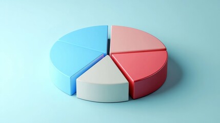 Obraz premium Clean and clear D pie chart with three-dimensional effect and simple, professional layout
