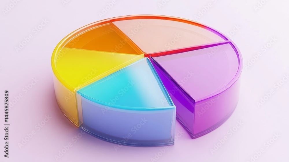 Poster clear d pie chart with evenly spaced parts and smooth d effect