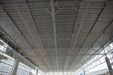Insulated Ceiling Framework in Construction Site