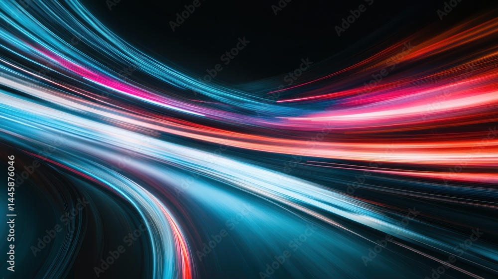 Poster Dynamic light streaks in abstract design with blurred motion creating modern vibe and energy for presentation