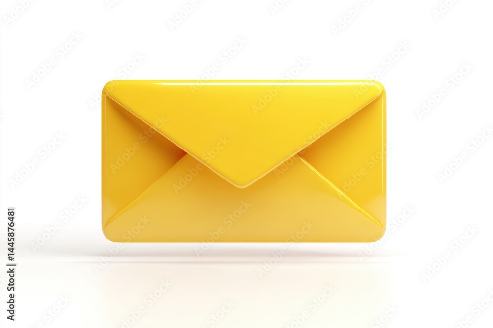 Poster 3d yellow envelope icon representing mail in hyper-realistic minimalist design isolated on a white b
