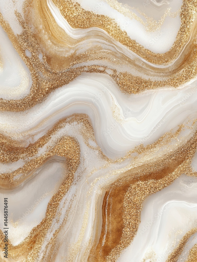 Poster opulent marbled background in cream and gold shimmering with luxurious glittering particles abstract
