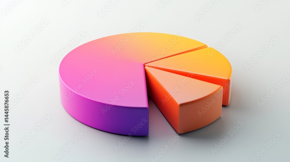 Poster elegant d pie chart with smooth color gradients and crisp, readable data labels