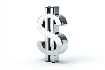 Obraz premium 3D dollar sign symbol in hyper-realistic minimalist design on white background