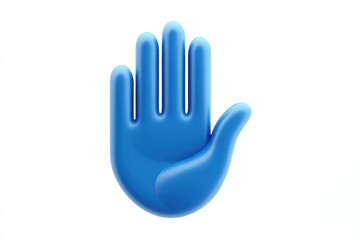Fototapeta premium A blue 3D hand icon showcases a gesture symbol in a clean realistic style, perfect for digital design projects and communications