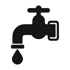 Black Water Tap with Drop Icon Symbolizing Water Conservation Transparent PNG