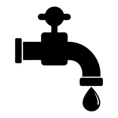 Black Water Tap with Drop Icon Symbolizing Water Conservation Transparent PNG