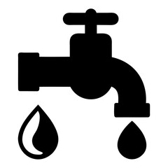Black Water Tap with Drop Icon Symbolizing Water Conservation Transparent PNG