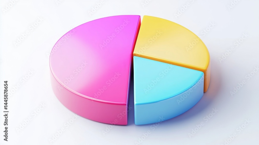 Aufkleber minimalist d pie chart with gradient color parts on a white background