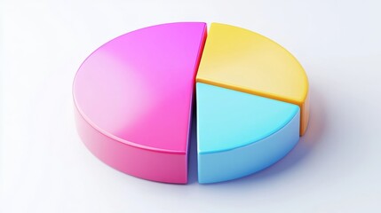 Obraz premium Minimalist D pie chart with gradient color parts on a white background
