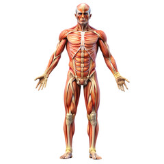 Human Anatomy Detailed Muscular System Diagram for Medical Education isolated on transparent background