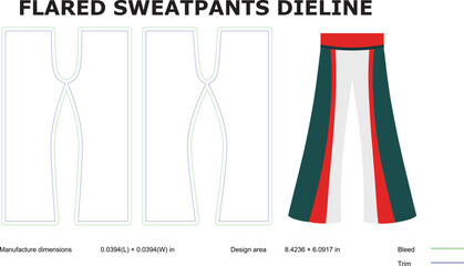 Professional Flared Sweatpants Dieline for Apparel Design and Fashion Development