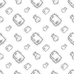 kitchen utensil pattern. kitchenware seamless pattern. doodle kitchen background