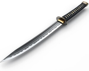 Sharp, curved blade with black handle