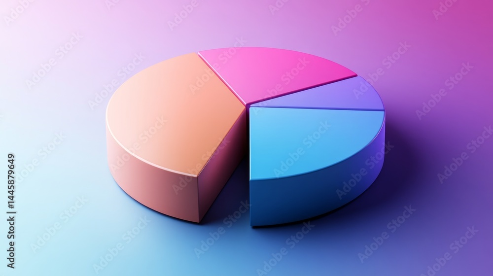 Aufkleber sleek d pie chart design with smooth transitions between parts and clean typography