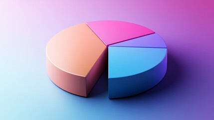 Obraz premium Sleek D pie chart design with smooth transitions between parts and clean typography