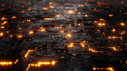 Obraz premium Glowing circuit board texture in dark grayscale scene